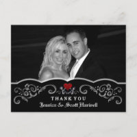 Halloween Wedding Skeletons Heart Photo Thank You