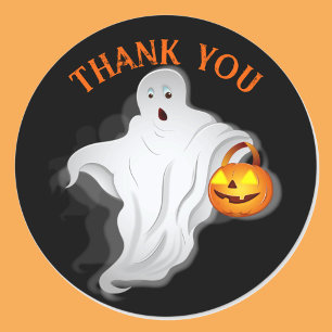 Halloween Wedding Thank You Frightened Ghost Classic Round Sticker