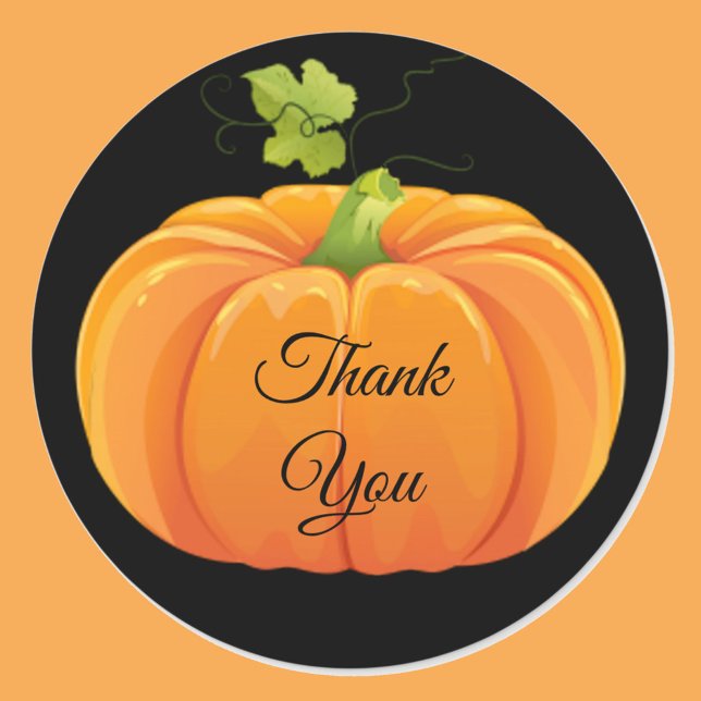 Halloween Wedding Thank You Pumpkin Classic Round Sticker (Creator Uploaded)