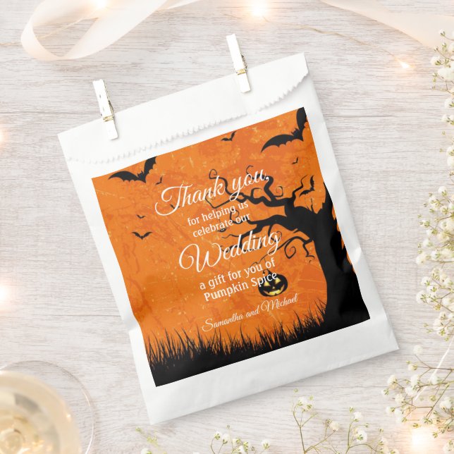 Halloween Wedding Thank You Scary Tree Your Names Favour Bags (Clipped)