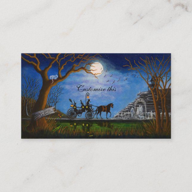 Halloween wedding themed business card (Front)
