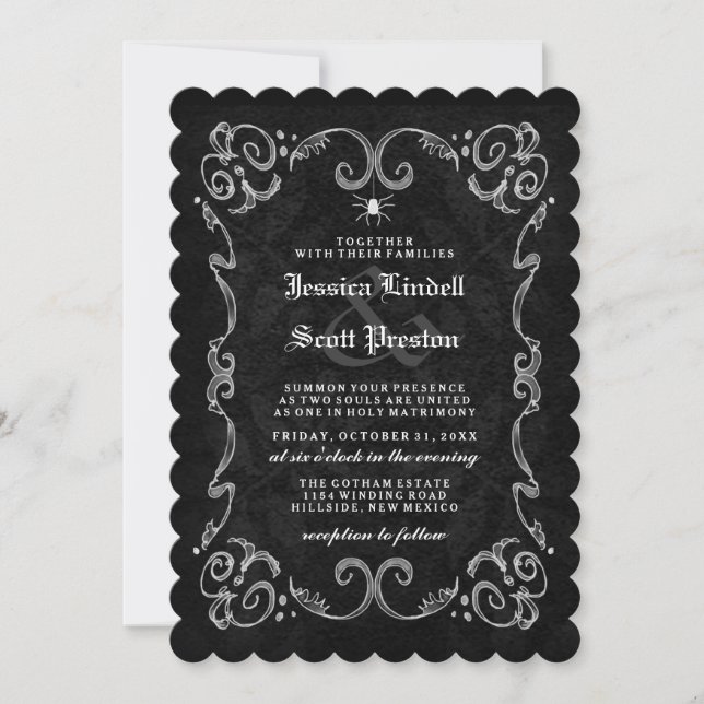 Halloween Wedding "Together With" - NAMES ON BACK Invitation (Front)