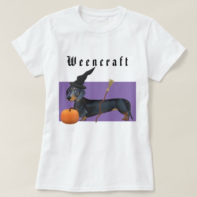 Halloween | Weencraft Dachshund Witch Funny T-Shirt (Design Front)