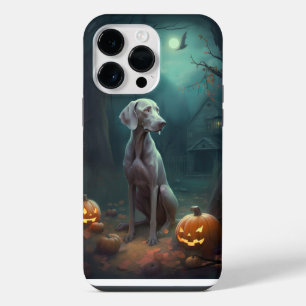 Halloween Weimaraner With Pumpkins Scary iPhone 14 Pro Max Case