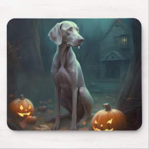 Halloween Weimaraner With Pumpkins Scary Mouse Pad