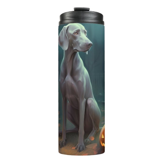 Halloween Weimaraner With Pumpkins Scary Thermal Tumbler (Front)