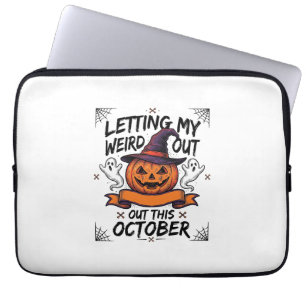 Halloween Weird Shirt With Pumpkin Ghosts_1 Laptop Sleeve