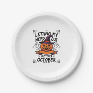 Halloween Weird Shirt With Pumpkin Ghosts_1 Paper Plate