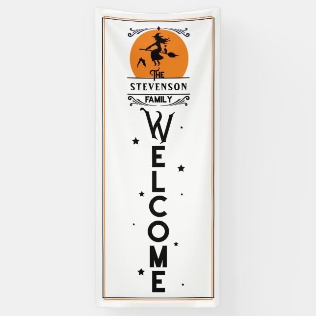 Halloween Welcome | Family Name Door Length Banner (Vertical)