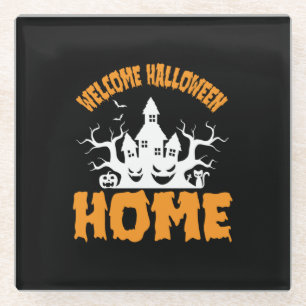 Halloween Welcome Halloween Home Birthday Glass Coaster