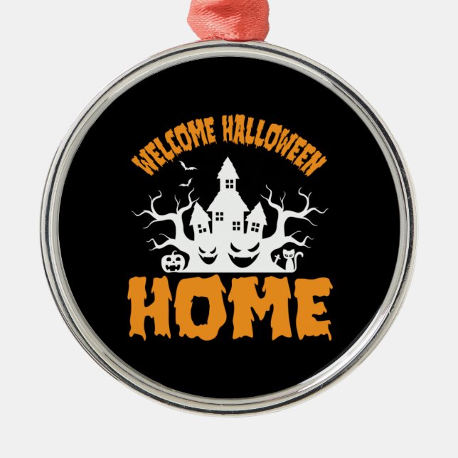 Halloween Welcome Halloween Home Birthday Metal Tree Decoration (Front)