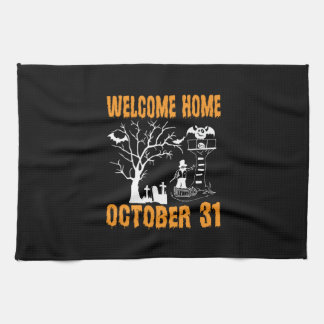 Halloween Welcome Home October Birthday Tea Towel