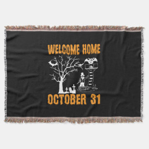 Halloween Welcome Home October Birthday Throw Blanket