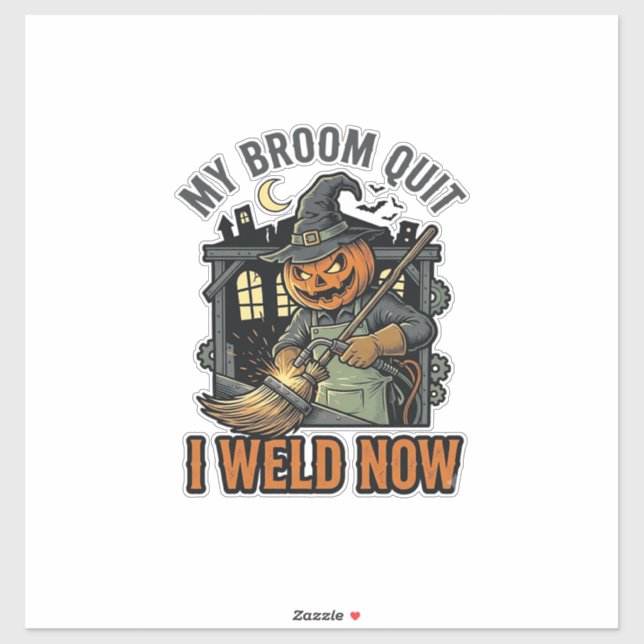 Halloween Welder Shirt Funny Witch Broom Design_1 (Sheet)