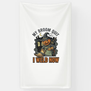 Halloween Welder Shirt Funny Witch Broom Design_1 Banner