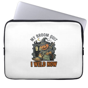 Halloween Welder Shirt Funny Witch Broom Design_1 Laptop Sleeve