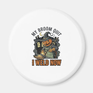 Halloween Welder Shirt Funny Witch Broom Design_1 Magnet