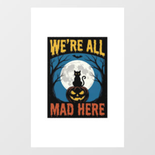 Halloween Were All Mad Here Moon Cat Pumpkin