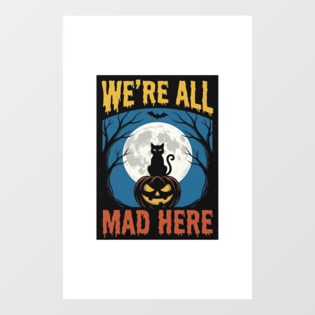 Halloween Were All Mad Here Moon Cat Pumpkin (Sheet)