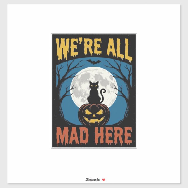 Halloween Were All Mad Here Moon Cat Pumpkin (Sheet)