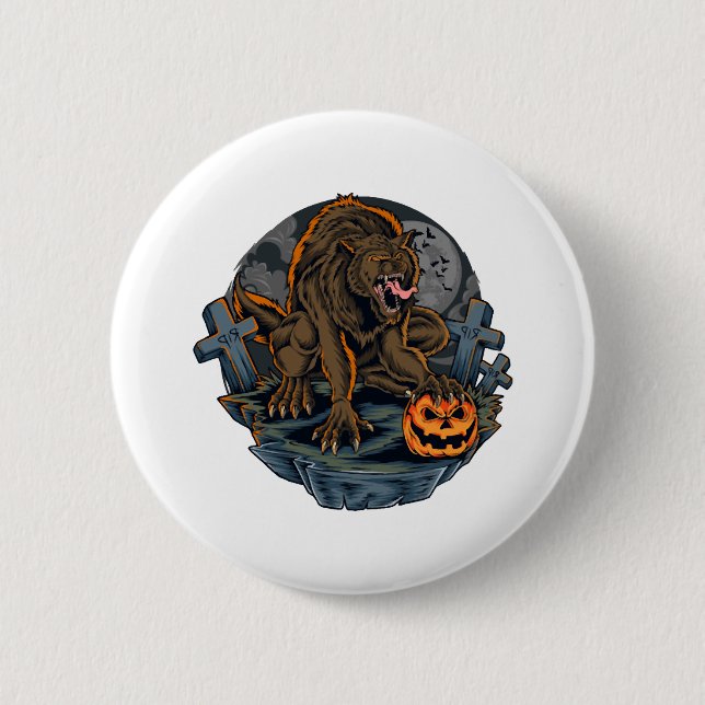 Halloween Werewolf 6 Cm Round Badge (Front)