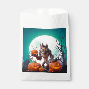 Halloween werewolf and pumpkins favour bags