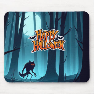 Halloween werewolf and pumpkins mouse pad
