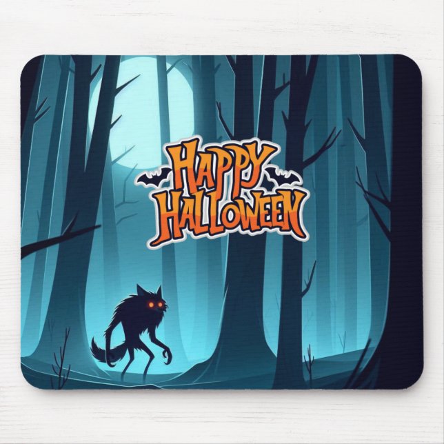 Halloween werewolf and pumpkins mouse pad (Front)