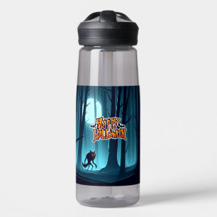 Halloween werewolf and pumpkins water bottle