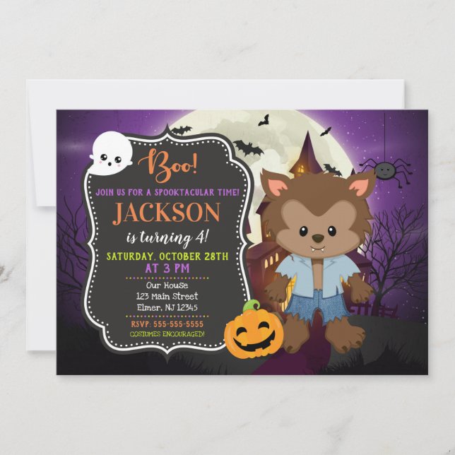 Halloween Werewolf Birthday Invitation (Front)