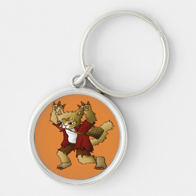 Halloween Werewolf Cat Key Ring (Front)
