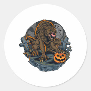 Halloween Werewolf Classic Round Sticker
