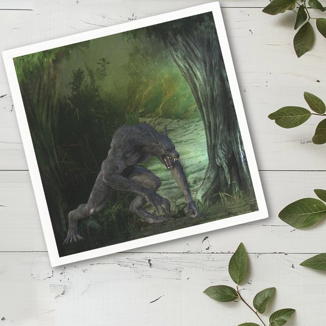 Halloween Werewolf Dark Forest Napkin (Creator Uploaded)