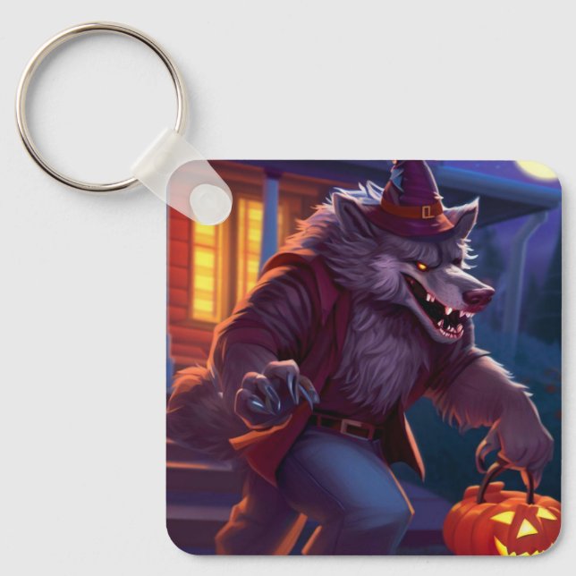 Halloween/werewolf/fall/autumn Key Ring (Front)