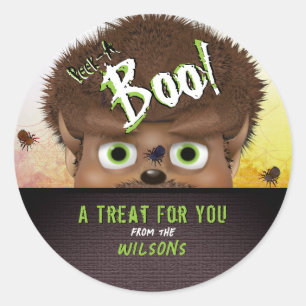 Halloween Werewolf Monster Peek A Boo Classic Round Sticker