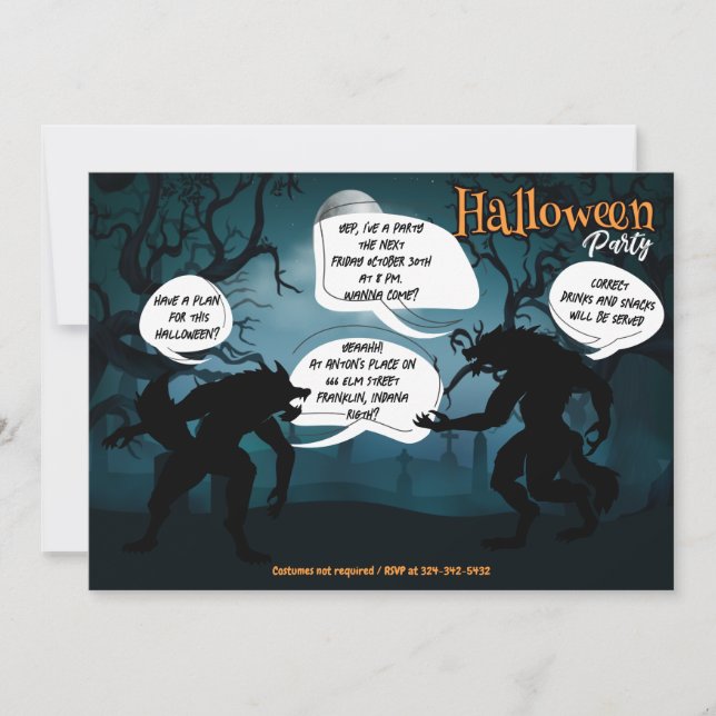Halloween Werewolf Party Invitation (Front)