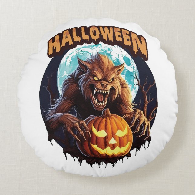Halloween Werewolf Round Cushion (Front)