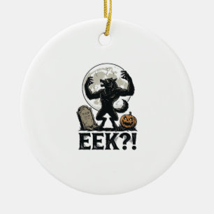 Halloween Werewolf Shirt Vintage Engraving Moon Gr Ceramic Tree Decoration