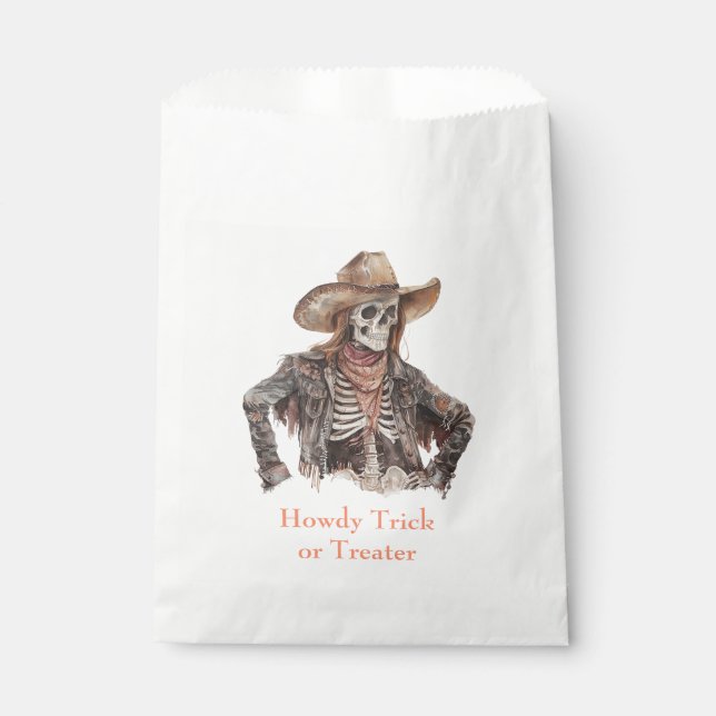 Halloween Western Brown Cowboy Skeleton Favour Bags (Front)