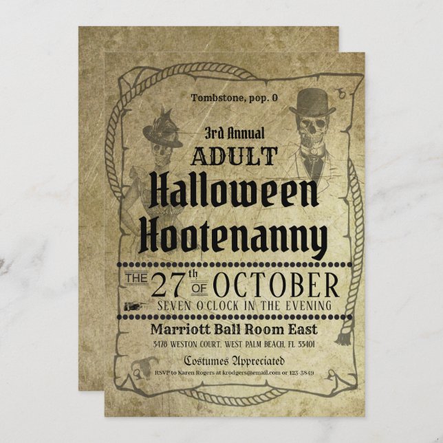 Halloween Western Costume Ball Event Invitation (Front/Back)