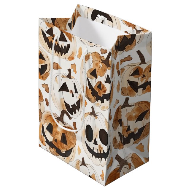 Halloween Western Cowboy Cowgirl Pumpkins Medium Gift Bag (Front Angled)