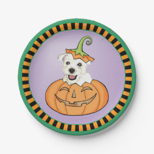 Halloween Westie Paper Plate