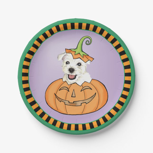 Halloween Westie Paper Plate (Front)
