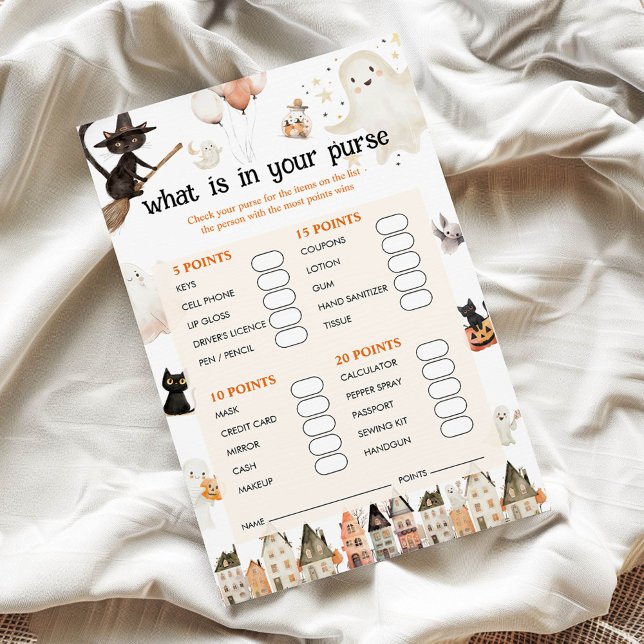 Halloween What Is in Your Purse Baby Shower Game (Creator Uploaded)