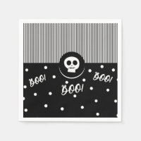 Halloween Whimsical Boo Skull Black & White Party