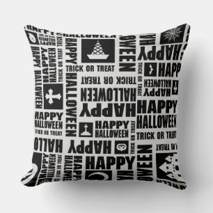 Halloween Whimsical Cool Funny Black Cushion