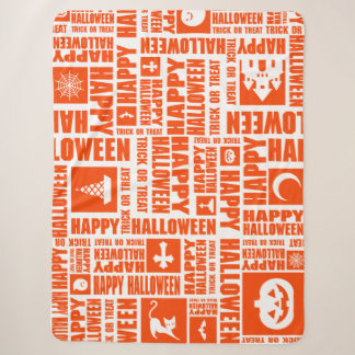 Halloween Whimsical Cool Typography Pattern Orange Sherpa Blanket