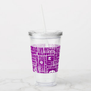Halloween Whimsical Cool Typography Pattern Purple Acrylic Tumbler