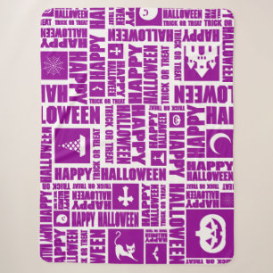 Halloween Whimsical Cool Typography Pattern Purple Sherpa Blanket
