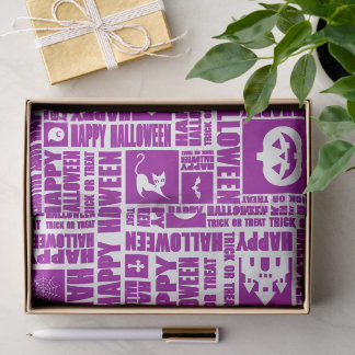 Halloween Whimsical Cool Typography Pattern Purple Tissue Paper